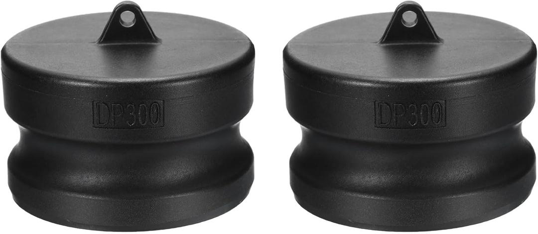 PATIKIL Poly Cam Lock Fittings, 2 Pcs 3" Part DP Dust Plug Cam Groove Hose Fittings Polypropylene Cam Lock Fittings, Black (3 Inch)