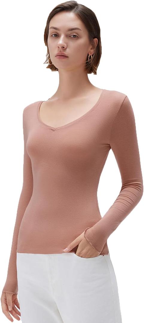 SUUKSESS Cloud Cashmere Women V Neck Long Sleeve Shirt Soft Knit Tops (White, S)