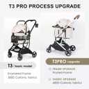 T3 Pro 3-in-1 Pet Stroller for Small Dogs & Cats Foldable, Lightweight with Detachable Carrier, 180 Canopy & Cup Holder (Beige)