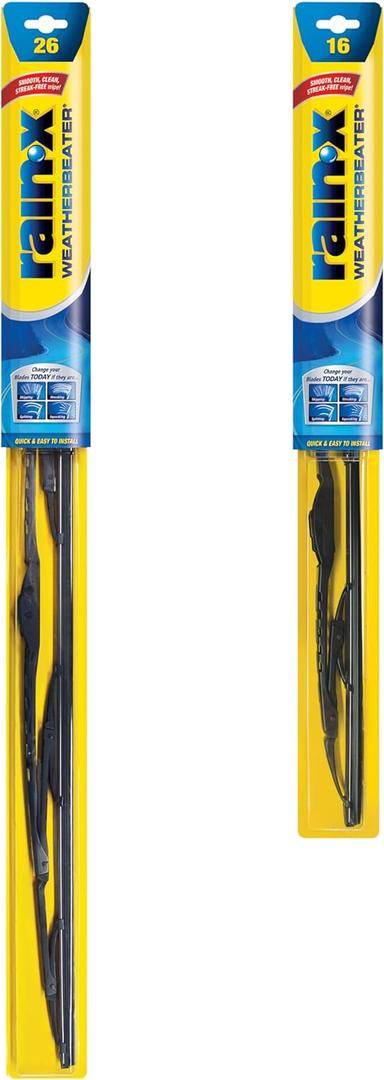 Rain-X 820147 WeatherBeater, 26" and 16" Windshield Wiper Blades - All-Season OEM Quality, Conventional, Vehicle Specific Fit, Pack of 2