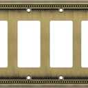 Henne Bery Sunken Pearls Heavy Duty Decorative Wall Plate Switch Plate Outlet Cover (Quad Decorator, Antique Brass)