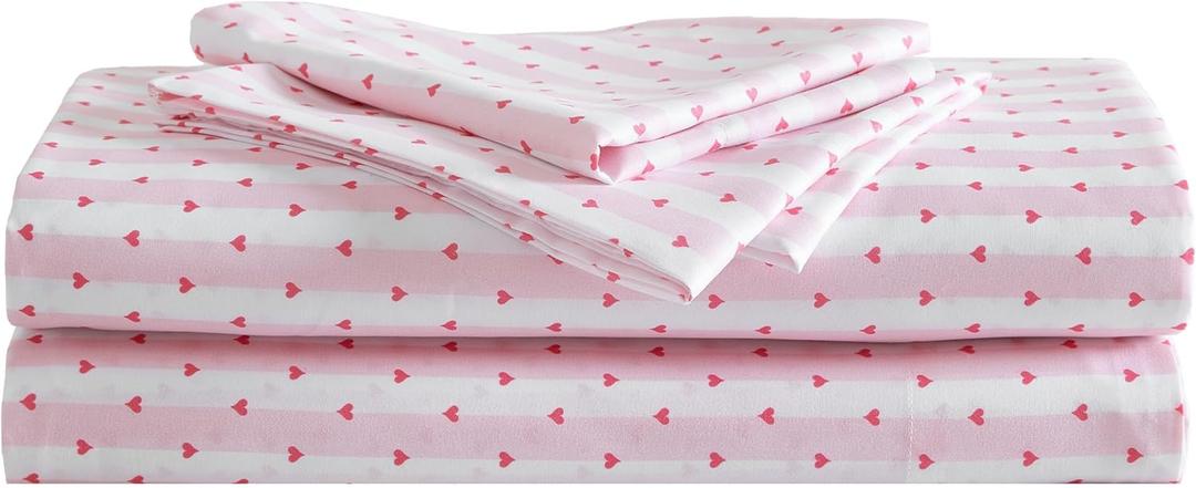 Betsey Johnson - Queen Size Sheet Set, Ultra-Soft Bedding with Smooth & Silky Feel, Deep Pockets, Bed Sheets with Matching Fitted Sheet & Pillowcases (Wonderland Stripe Pink)