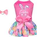 CuteBone Happy Easter Eggs Dog Dress Velvet for Small Dogs Girl Pink Puppy Dresses Dog Clothes CVA18S-D