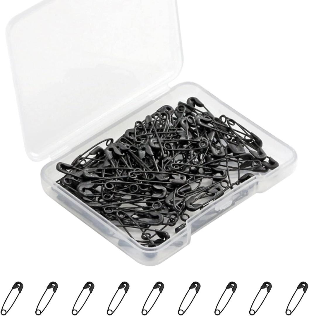 Black Safety Pins,Small Safety Pins for Clothes,19mm/0.75 Inch Metal Mini Saftey Pin Bulk for Art Crafting Sewing Jewelry Making (120Pcs/Box)