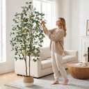 Artificial Eucalyptus Tree 7FT - Faux Indoor Floor Plant with Lifelike Leaves and Natural Wood Trunk Fake Plants with Pot Maximalist Decor Tree for Living Room Home Office