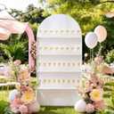 5.9 ft 4-Tier Champagne Wall Holder for Party, White Wedding Arch Backdrop Stand Holds 32 Glasses, Freestanding Champagne Wall for Wedding Reception & Event Decor