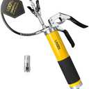 UTOOL Grease Gun, 8000 PSI Heavy Duty Pistol Grip Grease Gun Kit with 14 oz Capacity, 18 Inch Resin Flex Hose, 1 Patented Double Handle Coupler, 1 Basic Coupler