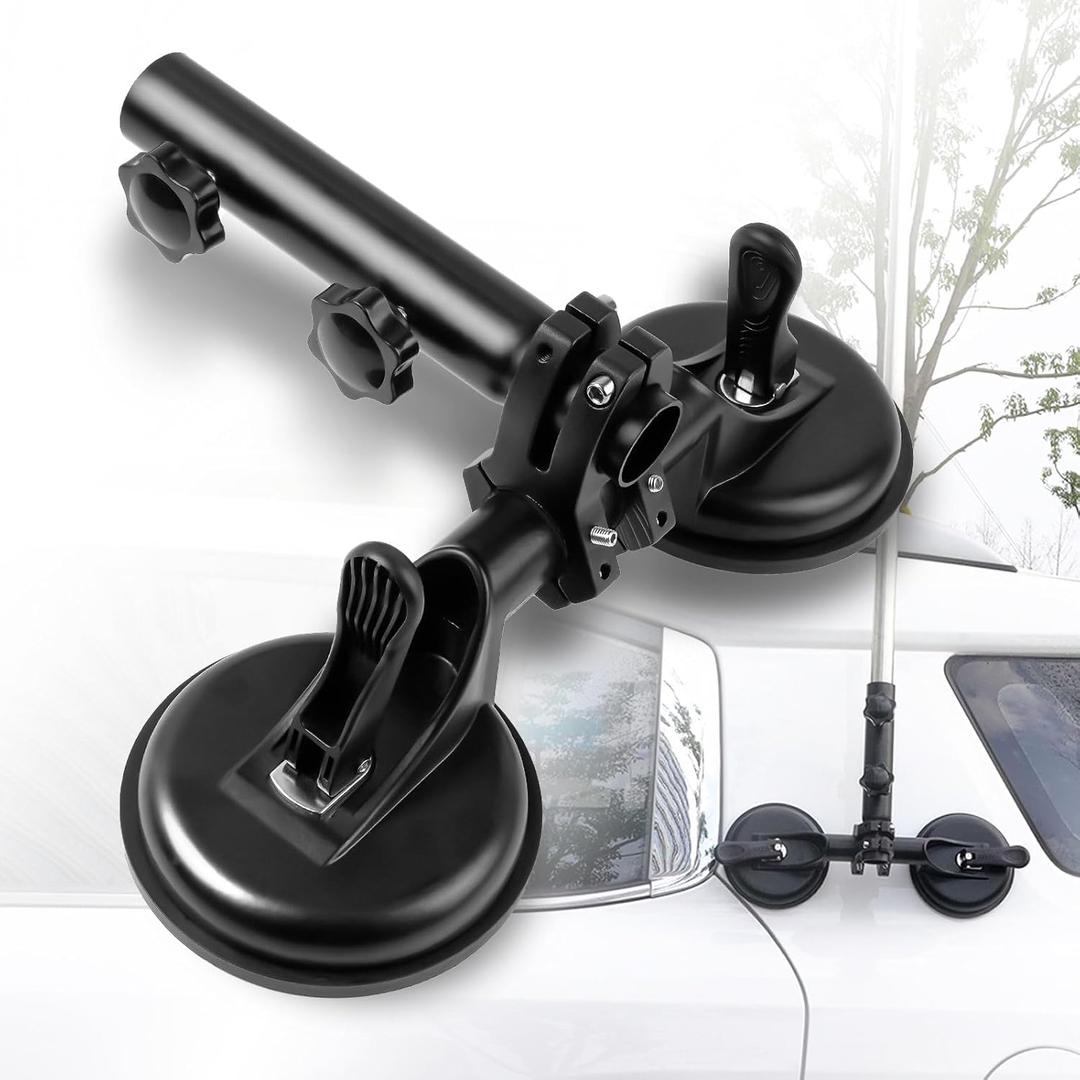 Suction Cup Car Flag Pole Holder Mount,Adjustable Angles Vehicle RV Flagpole Holder Bracket Compatible with Wrangler Off-Road SUV Truck House Yachts ATV UTV