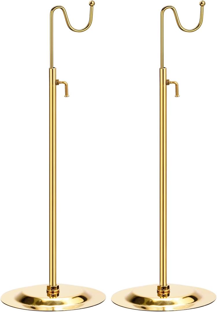 uxcell Purse Display Stand Set 2 Pack Adjustable Tabletop Single Hook Handbag Rack Metal Bag Holder for Retail Boutique Store - Gold