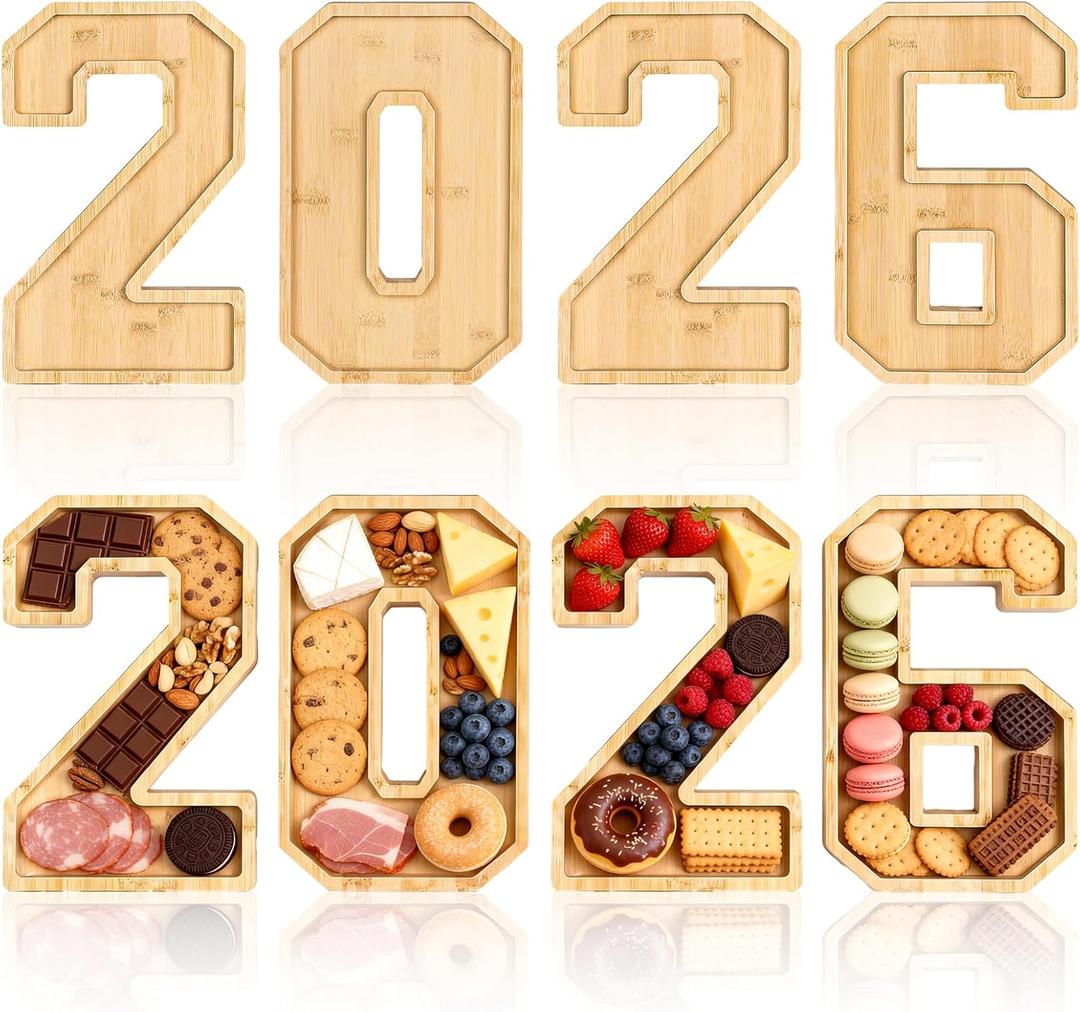 2026 Bamboo Charcuterie Numbers Fillable-2026 Graduation Party Decoration-Bamboo Charcuterie Board for Graduation Party, Birthday Party, Anniversary
