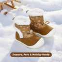 Ahannie Toddler Snow Boots for Boys Girls  Baby Winter Warm Water-Resistant Boots with Hook & Loop (Brown)