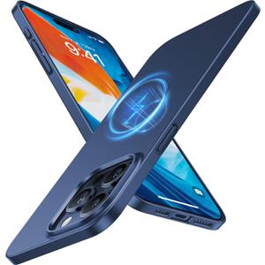 TORRAS Magnetic SlimFit for iPhone 15 Pro Max Case, UltraThin 15 ProMax Phone Case Compatible with MagSafe, Lightweight AntiScratch Matte Hard Phone 15 ProMax Case 6.7 inch OriginFit, Navy Blue