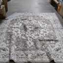 Washable Oriental Area Rug - 8x10 Rugs for Living Room Soft Carpet for Bedroom Waterproof Floral Distressed Indoor Stain Resistant Non-Shedding Floor Carpets (Beige, 8x10) (8' x 10')