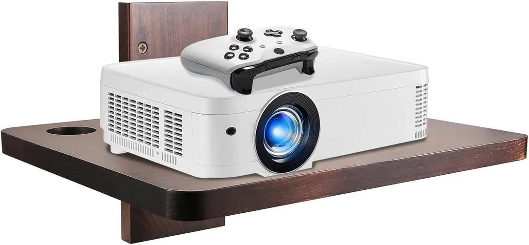 Wooden Floating Shelf, 1 Shelf, Entertainment Center for Projector, PS5, DVD Player, Game Console, Cable Box, 20lbs Capacity