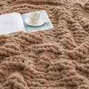 bearberry Chunky Knit Throw Blanket 60x80 Inches Handmade, Soft Jumbo Chenille Yarn with Cable Rope Knot Design | Thick Cozy Large Blanket for Couch, Sofa, Bed & Living Room Home Decor | Khaki