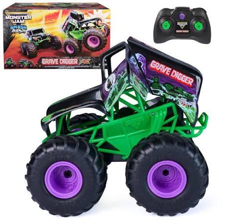 Monster Jam, Official Smash & Bash Grave Digger Remote Control lndoor & Outdoor Vehicle, 1:15 Scale Repairable Monster Truck, Kids Toys for Boy and Girls Ages 4 and up, One Size