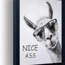 Bathroom Picture Wall Decor, Framed Black and White Bathroom Wall Art, Cheeky Llama Funny Canvas Print Painting, 10"x8"