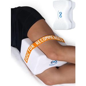 Everlasting Comfort Memory Foam Leg & Knee Pillow for Side Sleepers - FSA/HSA Eligible Sciatica Pain Relief Leg Pillow for Side Sleeping - Adjustable Strap (White)