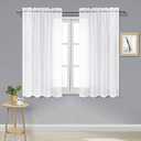 DWCN White Sheer Curtains Semi Transparent Voile Rod Pocket Curtains for Bedroom and Living Room, 52 x 54 inches Long, Set of 2 Panels