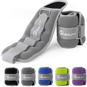 Ankle Weights for Men Women Kids, Leg Arm Wrist Weights with Adjustable Strap for Running, Gymnastics, Aerobics,Gym, Fitness (1 lb x 2, Gray)