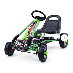 Go Kart 4 Wheel 7.08 in. Pedal Powered Kids Car with Adjustable Seat Green