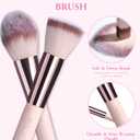 BESTOPE PRO Makeup Brushes, 20PCs Professional Makeup Brush Set, Foundation Concealer Powder Eyeshadow Brush Set Contour Eyebrow Brush Kit with Led Light Mirror Travel Case & Powder Puff-Fluorite Pink
