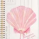 Pink Seashell Preppy Beach Spiral Notebook Journal 5.5x8.3, Ocean Coastal Beach Preppy Aesthetic Notebooks for Note Taking, Hardcover Journal, Pink Office Supplies