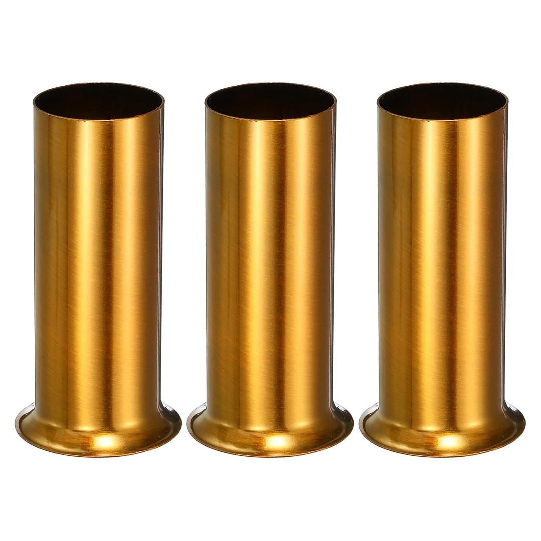 MECCANIXITY Candle Socket Covers, 3.1 Inch Tall Metal Chandelier Sleeves Candelabra Base Sockets Fit to Most Chandeliers, Gold Bronze 3 Pcs