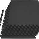 ProsourceFit Weaved Pattern Extra Thick Exercise Puzzle Mat -inch, EVA Foam Interlocking Tiles for Protective, Cushioned Flooring for Home and Gym Equipment; Black, 24 SQ FT, 6 Tiles