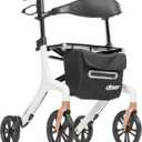 Drive Medical AeroWalk Ultra-Lite Rollator, 15.2 lb, 20" Seat Height, White | Foldable AeroWalk Rollator Walker with Seat Offers Lightweight Rolling Support for Women, Men and Seniors, 20" Seat Height