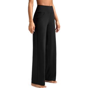 ESOFT Wide Leg Pants Women High-Waisted Yoga Work Dress Pants with Pockets, Casual Sweatpants, Petite/Regular (Small, Black)