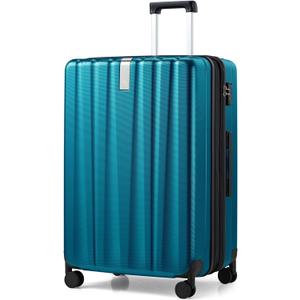 Hanke 29 Inch Expandable Checked Luggage Lightweight PC Hard Shell Luggage Suitcases with Wheels Tsa Luggage Rolling Large Suitcase Travel Luggage Bag for Study Abroad(Caribbean Blue)