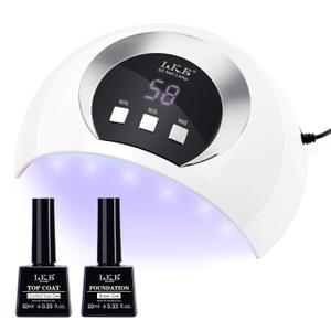 UV Nail Lamp,54W UV Light for Gel Nails with Base and Top Coat Set,Professional Curing Lamp Auto Sensor and 3 Timer Settings Nail Light Dryer for Salon and Home DIY