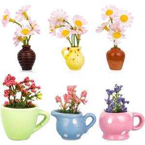 Mini Ceramic Vase Fridge Magnets, Cute Vase Refrigerator Magnets, Tiny 3D Plant Ceramic for Refrigerator, Cute DIY Plants Decor Accessories, Fridge Kitchen Office Decoration