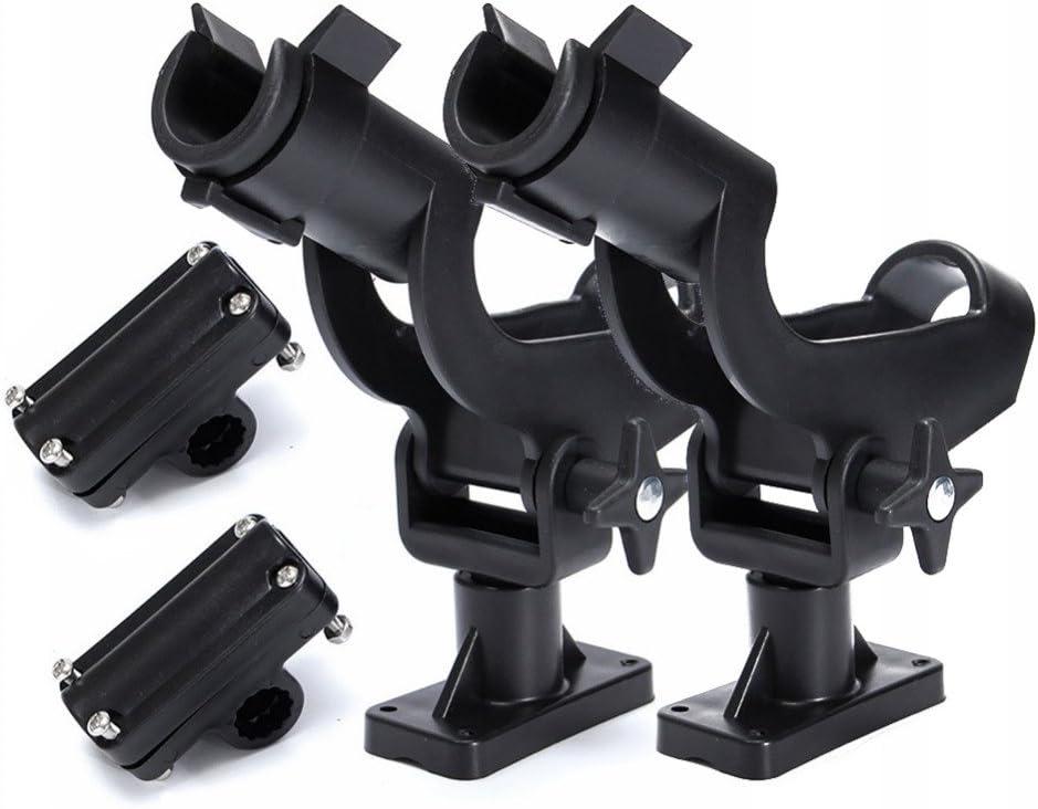 HiUmi Adjustable Rotatable Plastic Fishing Rod 3 Mount Rack Holder Bracket Boat Canoeing Rowing Mount Kit Kayak Side Rod Holder H50-2Pack