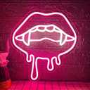 Lip Neon Sign, Halloween Lips Neon Light for Wall Decor, Red LED Big Lip Shaped Neon Signs for Party Aesthetics Decorations, USB Powered Custom Creative Neon Sign for Unique Gift,Man (Pink)