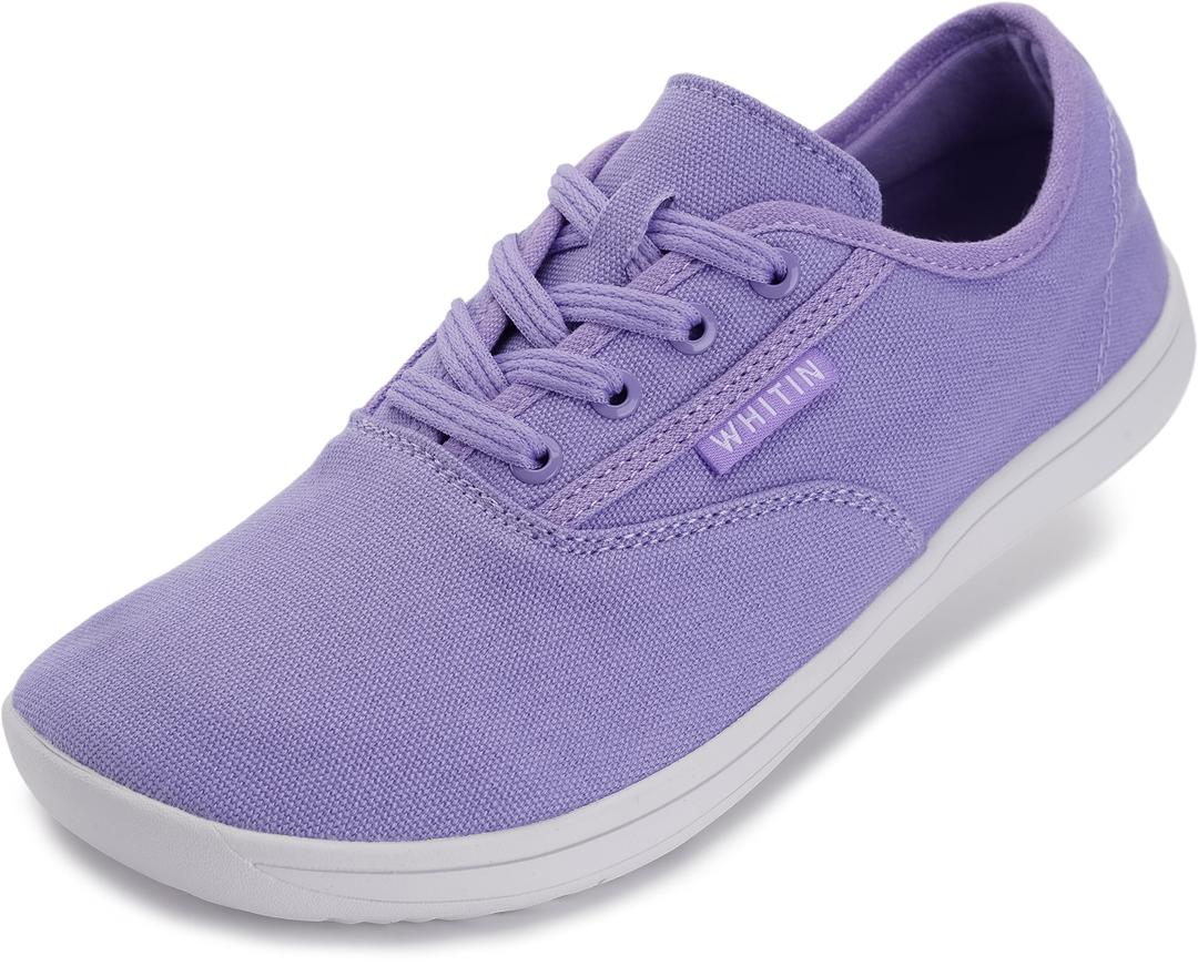 WHITIN Womens Canvas Minimalist Barefoot Sneakers Extra Wide Toe Box Zero Drop Sole Shoes Width Fit Minimus Size 5.5 5.5W Tenis Walking Outdoor Purple 36