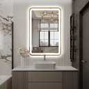 36"x24" Lighted Vanity Mirror with Lights, Gold Metal Frame Led Mirror for Bathroom, Anti-Fog Wall Mirror with Front and Backlit, Shatterproof, 3 Colors Stepless Dimmable, Horizontal/Vertical