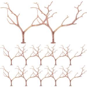 HOMSFOU 12pcs Artificial Antler Shaped Tree Branches Light Brown Plastic Twigs for DIY Crafts Floral Arrangements Headband Decorations Wedding Decor