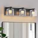 LED Bathroom Vanity Lights, 5CCT Dimmable 2700K-4500K Vanity Light Fixtures Over Mirror, Modern Vanity Lighting for Bathroom Restroom Hallway Living Room (Black, 3-Light)