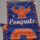 Graduation Porch Banner Class Sign Congrats Grad Hanging Flags High School College University Party Decoration For Front Door Outdoor Blue Orange