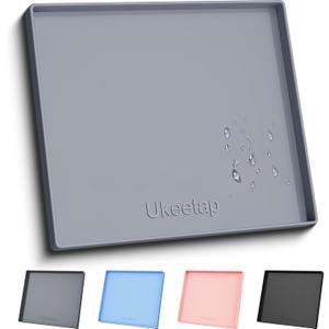 ukeetap Extra Thick Silicone Mat Waterproof with Raised Edge 22" x 19", Under Sink Mat for Kitchen & Bathroom, Kitchen Cabinet Liner, Multi-Purpose for Storage & Protection, Gray