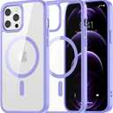 SUPFINE Magnetic for iPhone 12 Pro Max case, [Compatible with MagSafe][Clear Hard Back with Soft TPU Bumper][12FT Military Grade Drop Protection] Shockproof Phone Case,Clear Purple