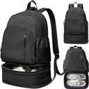 Gym Backpack for Women Men,Cheer bag,Lightweight Gym Bag with Shoe Compartment, Waterproof Sports Backpack with Wet Pocket, Black