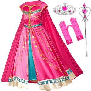 Arabian Princess Costume Dress for Little Girls Birthday Christmas,Halloween Party with Gloves,Crown,Wand Accessories, Size 110