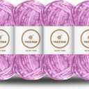 3.5 oz/Skein Chenille Plush Velour Cozy Float Lines for Fancy Lines for Crochet DIY Thick Weave Making Toys, Apparel (4 skeins, Lupine Purple)