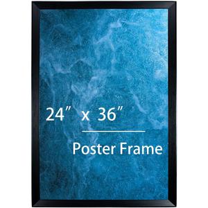 24x36 Black Frame, Wide 24 by 36 Poster Frames with Plexiglass 36x24 Frame Lightweight (Wider the frame, Conner protector,Wood grain)