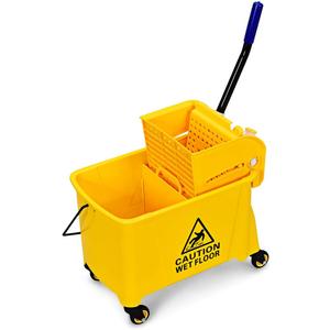 Goplus Commercial Mop Bucket with Wringer, Household Portable Mop Bucket, Ideal for Household and Public Places Floor, 21 Quart Capacity, Yellow (21 Quart)