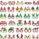 30Pcs Christmas Glitter Glasses Frames for Kids, Christmas Eyeglasses Holiday Party Glasses Frames Christmas Decoration Accessories for Christmas Parties Holiday Favors Photo Booth (One Size Fits All)
