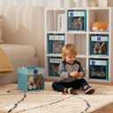 homyfort 11x11 Inch Storage Cube Bins, Fabric Cube Storage Organizer Baskets Box with Handles for Organizing Clothes, Toys, in Pantry, Closet Shelf, Nursery, Kids Room (Blue)